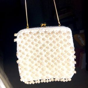 Whalborg evening bag Pearl beaded metal chain